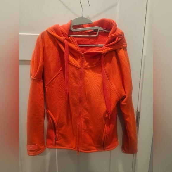 Adidas by Stella McCartney Jackets & Blazers - Adidas by Stella McCartney Orange Fleece Hoodie Women’s Medium Zip-Up Active Jac